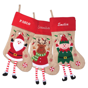 Bota de Natal com figuras natalinas e nome bordado Bota de Natal com figuras natalinas e nome bordado