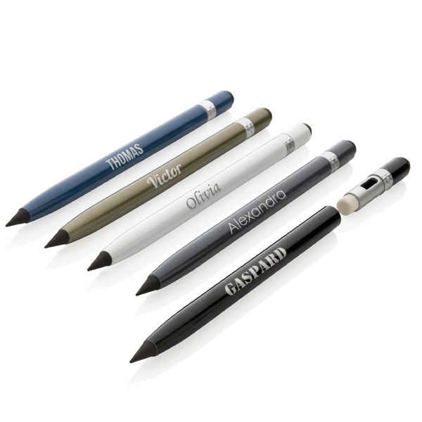Lápis infinito em alumínio personalizado Lápis infinito em alumínio personalizado