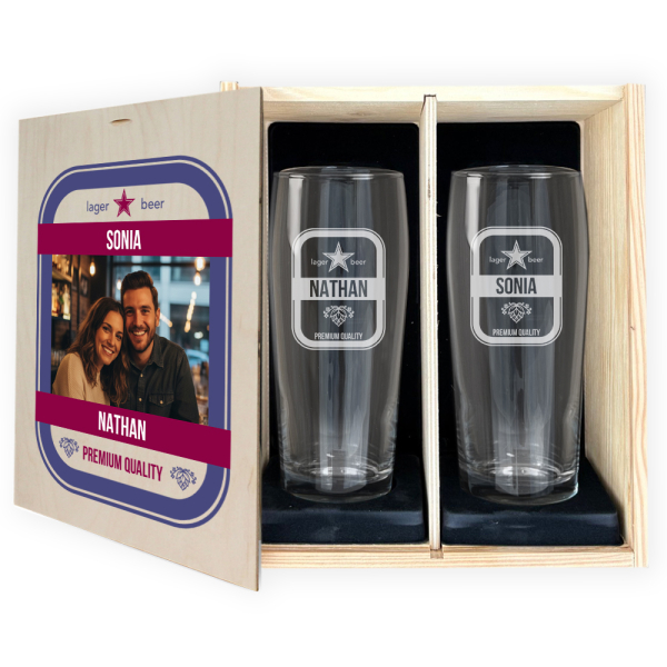 Conjunto com 2 copos de cerveja personalizados com foto Conjunto com 2 copos de cerveja personalizados com foto