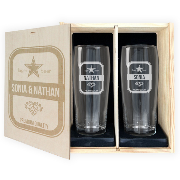 Conjunto de 2 copos de cerveja com nome personalizado Conjunto de 2 copos de cerveja com nome personalizado