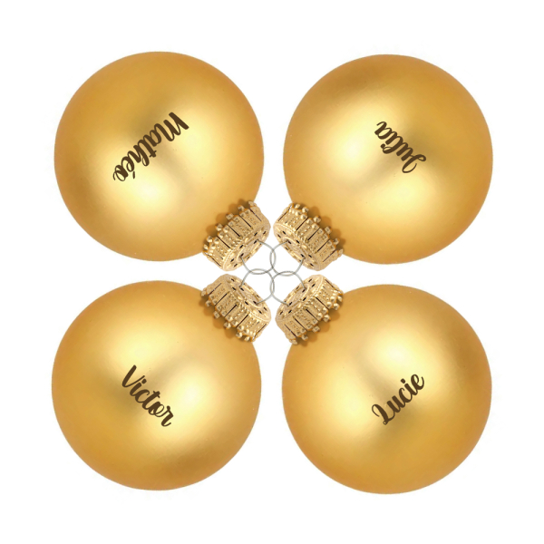 Conjunto de bolas de Natal douradas em vidro personalizadas Conjunto de bolas de Natal douradas em vidro personalizadas