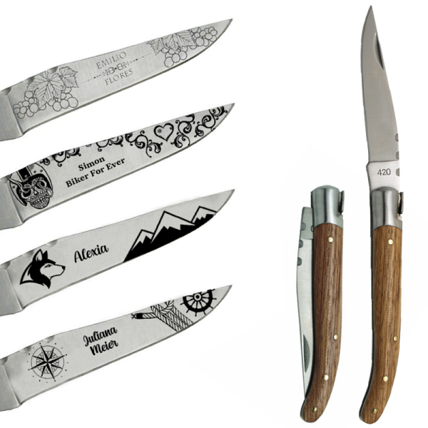 Faca estilo Laguiole personalizada com motivos Faca estilo Laguiole personalizada com motivos