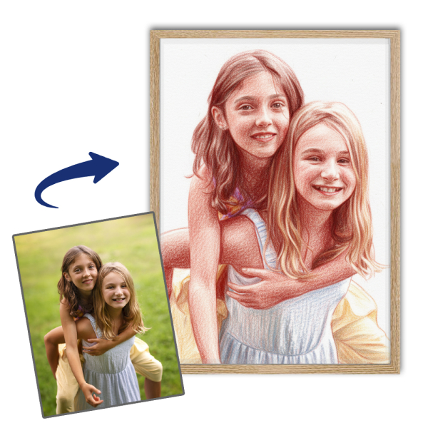 Retrato à maneira de desenho a lápis de cor a partir de uma fotografia Retrato à maneira de desenho a lápis de cor a partir de uma fotografia