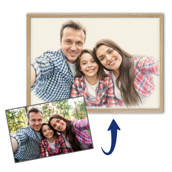 Retrato à maneira de desenho a lápis de cor a partir de uma fotografia Retrato à maneira de desenho a lápis de cor a partir de uma fotografia