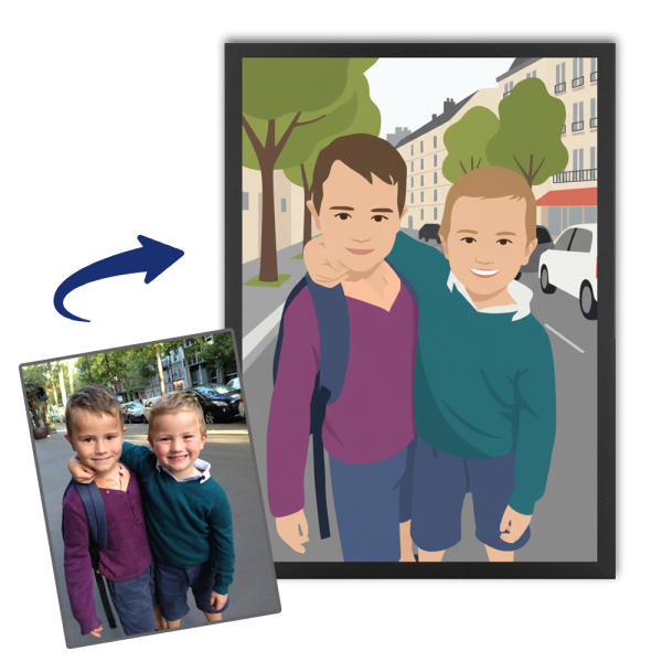 Retrato em estilo flat design a partir de uma foto Retrato em estilo flat design a partir de uma foto