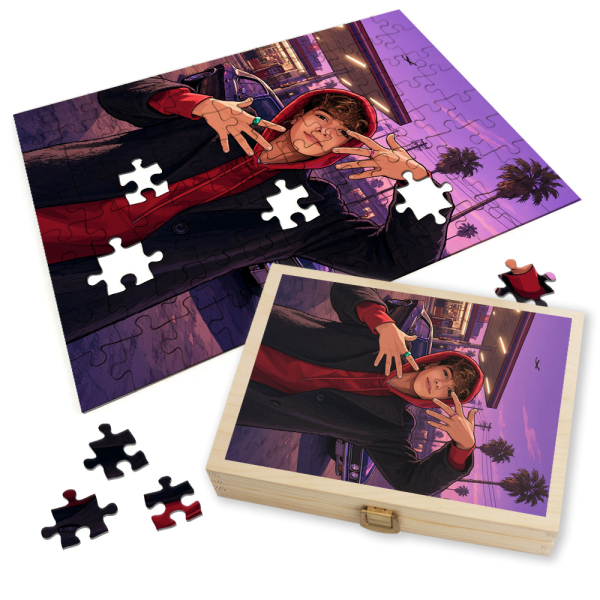 Puzzle de foto transformada em capa de videojogo Estilo GTA Puzzle de foto transformada em capa de videojogo Estilo GTA