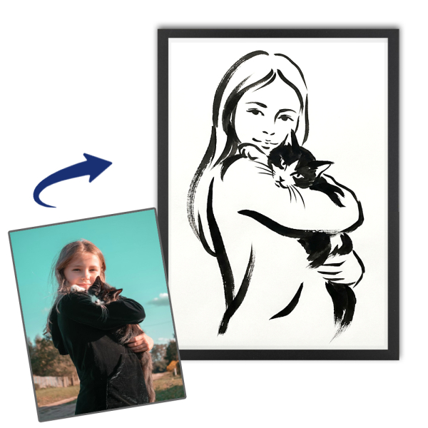 Retrato artístico em estilo tinta da China Retrato artístico em estilo tinta da China