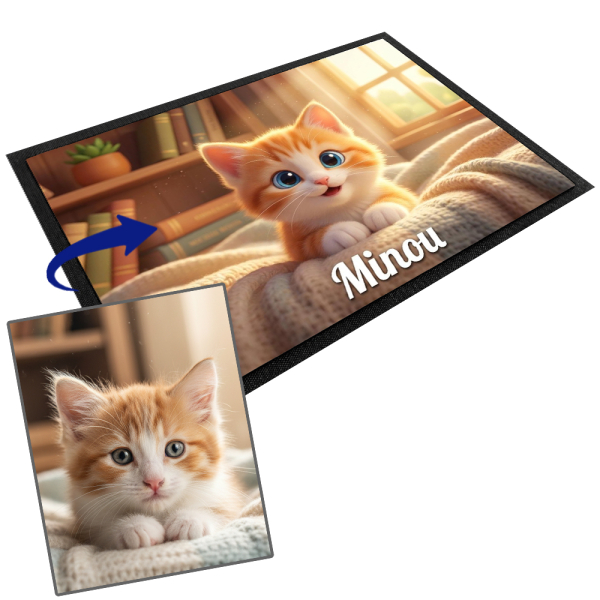Tapete para comedouro personalizado estilo animação 3D para cão ou gat Tapete para comedouro personalizado estilo animação 3D para cão ou gat