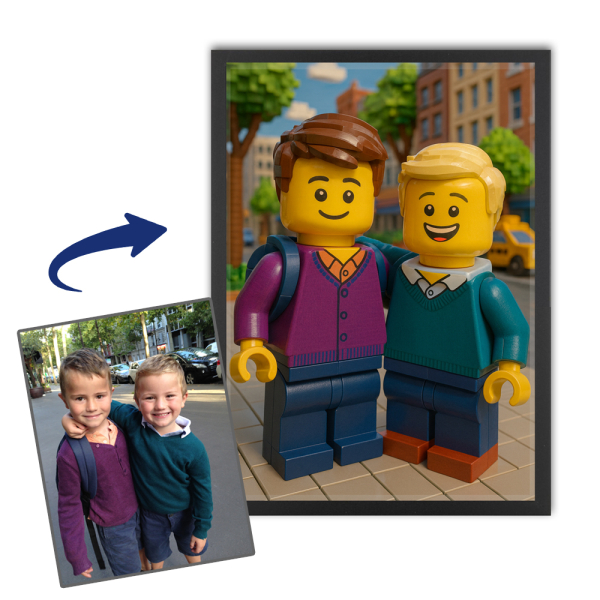 Retrato de mini-figuras em blocos a partir de uma foto Retrato de mini-figuras em blocos a partir de uma foto