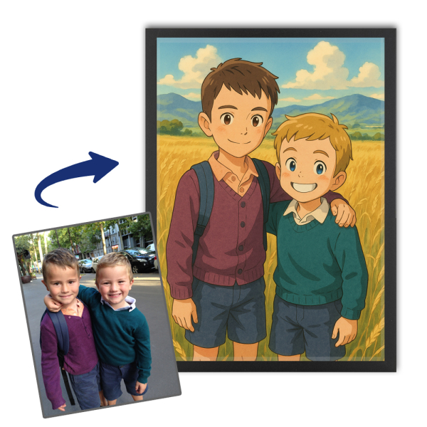 Retrato ao estilo de cinema de animação japonês a partir de uma foto Retrato ao estilo de cinema de animação japonês a partir de uma foto