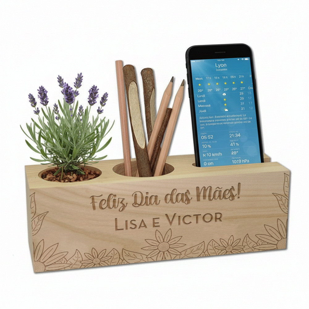 Organizador de escritório ecológico personalizado Flores Organizador de escritório ecológico personalizado Flores