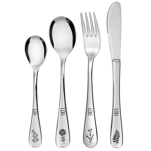 Cofrinho com padrão vegetal e seus talheres personalizados