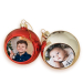 Bola de Natal vermelha personalizada com foto duo