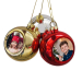 Bola de Natal vermelha personalizada com foto trio