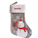 Bota de Natal cinzenta com efeito linho personalizada