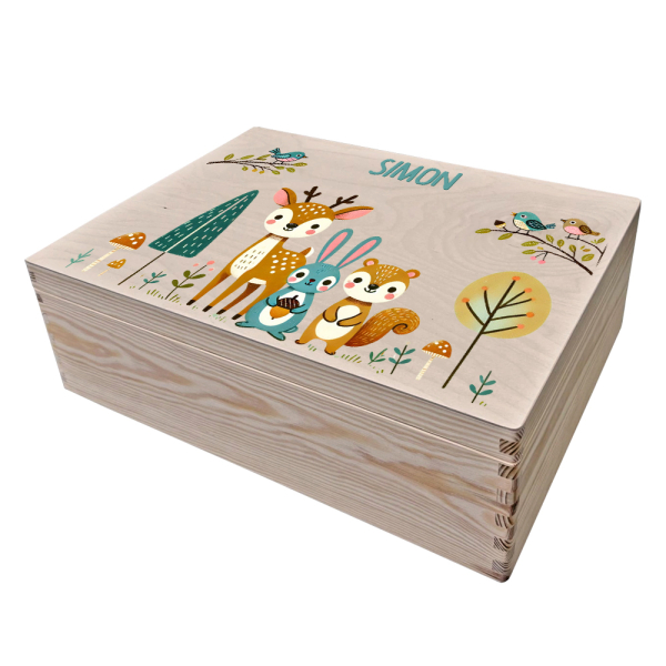 Caixa de madeira personalizada Floresta encantada