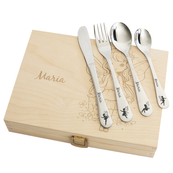 Talheres de menina personalizados com uma fada