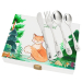 Conjunto de talheres personalizado com caixa de madeira estampada floresta