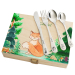 Conjunto de talheres personalizado com caixa de madeira estampada floresta