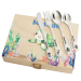 Conjunto de talheres infantis com caixa estampada oceano