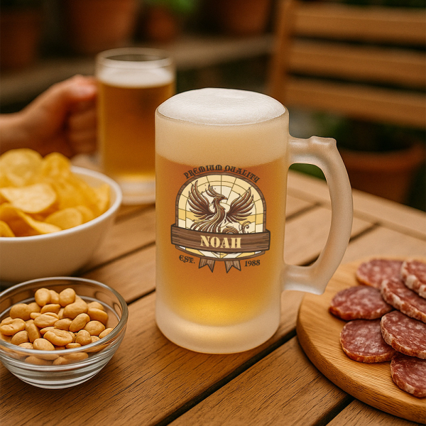 Caneca de cerveja com motivo de Fénix