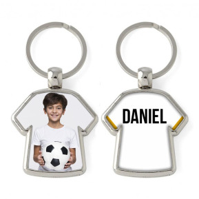 Chaveiro com foto e nome em camisola de futebol