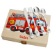 Coffret camião de bombeiros e os seus talheres personalizados Coffret camião de bombeiros e os seus talheres personalizados