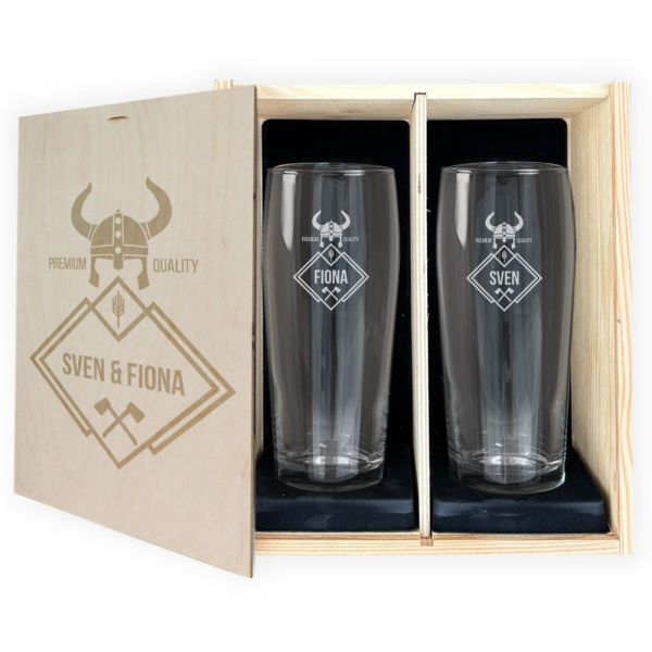 Conjunto com 2 copos de cerveja vikings personalizados