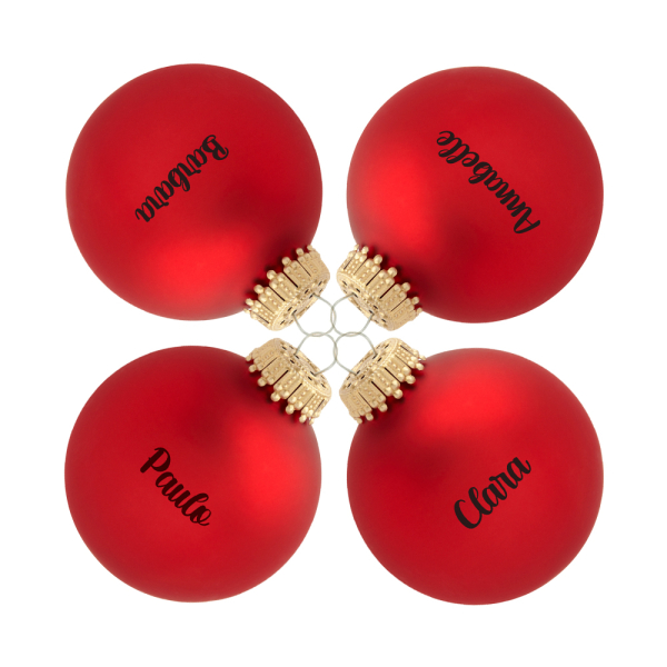 Conjunto de bolas de Natal vermelhas em vidro personalizadas