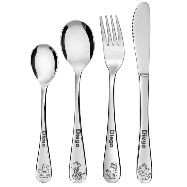 Conjunto de talheres infantil personalizado Savana com foto