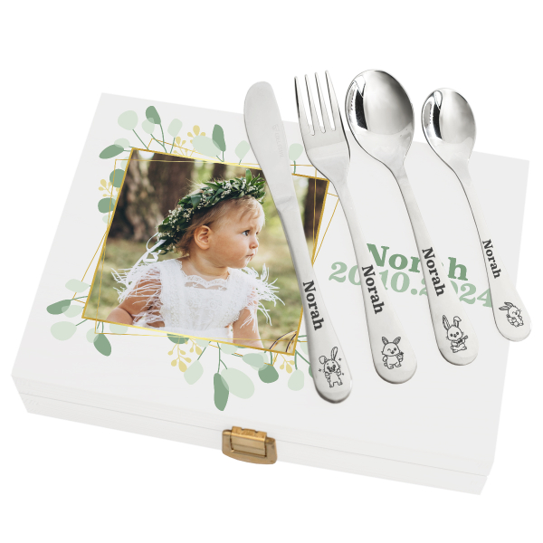 Cofrinho de fotos e os seus talheres personalizados