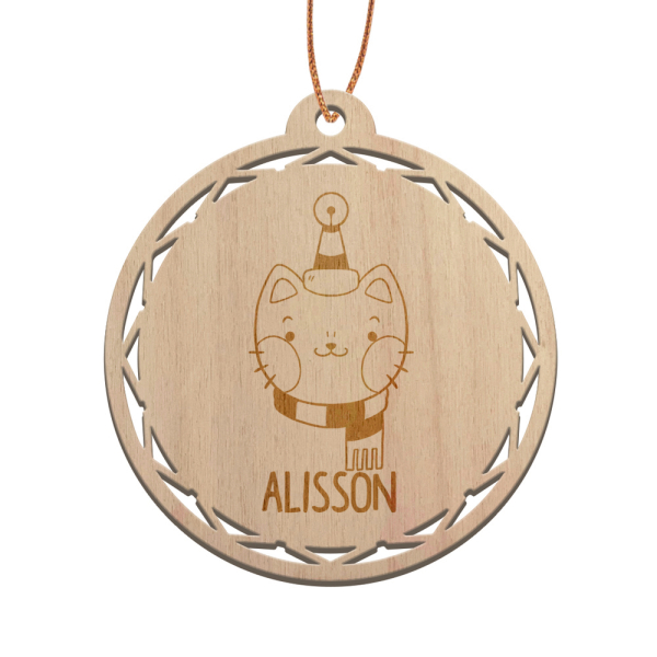 Bola de Natal em madeira personalizada para criança