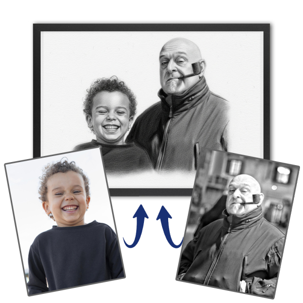 Montagem fotográfica para um retrato em estilo carvão