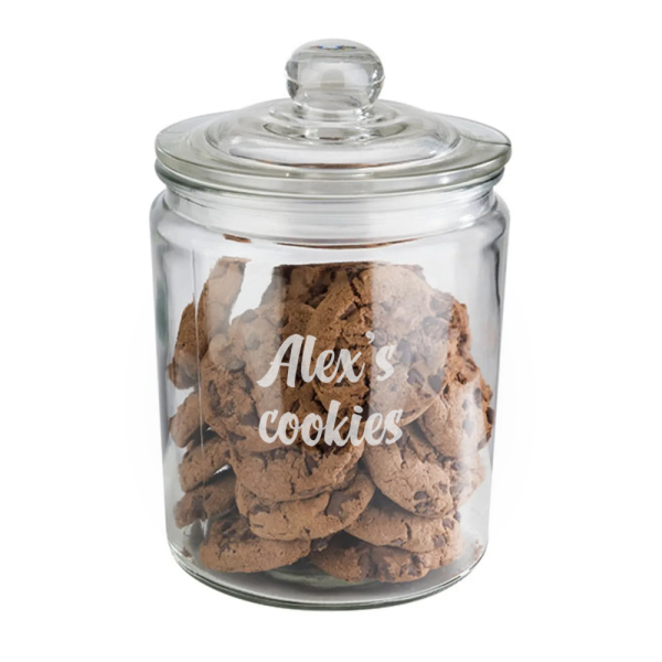 Frasco gravado com texto e motivo