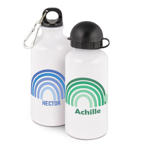 Garrafa de água com personalização arco-íris