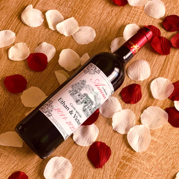 Garrafa de vinho personalizada Bastide Amour
