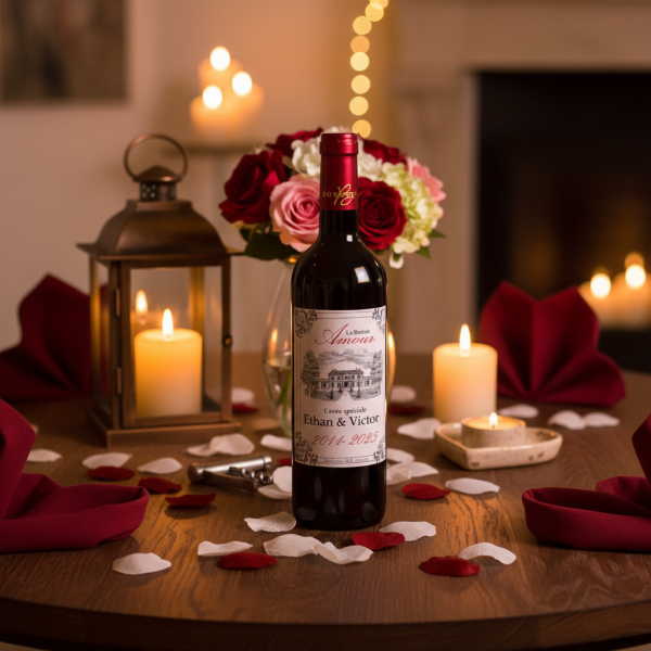 Garrafa de vinho personalizada Bastide Amour