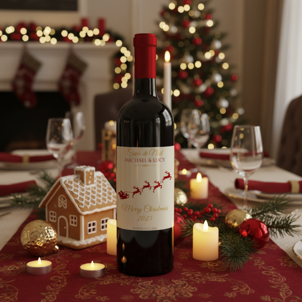 Garrafa de vinho personalizada de Natal