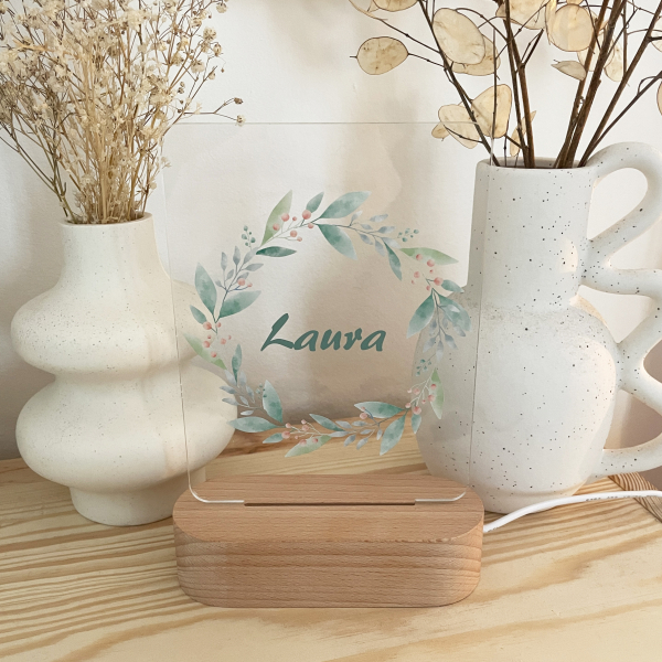 Luz de presença personalizada coroa de flores 