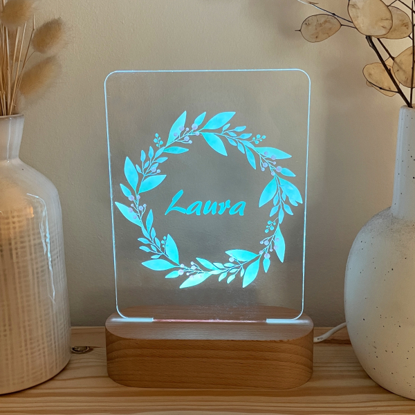 Luz de presença personalizada coroa de flores