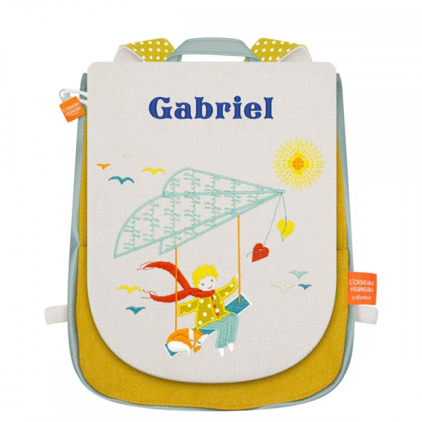 Mochila para criança com nome e decoração de asa-delta
