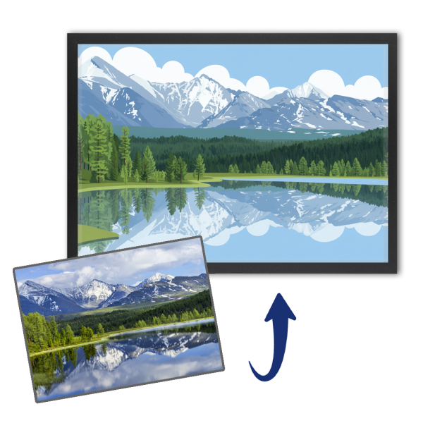 Paisagem ilustrada de maneira flat design de acordo com uma foto