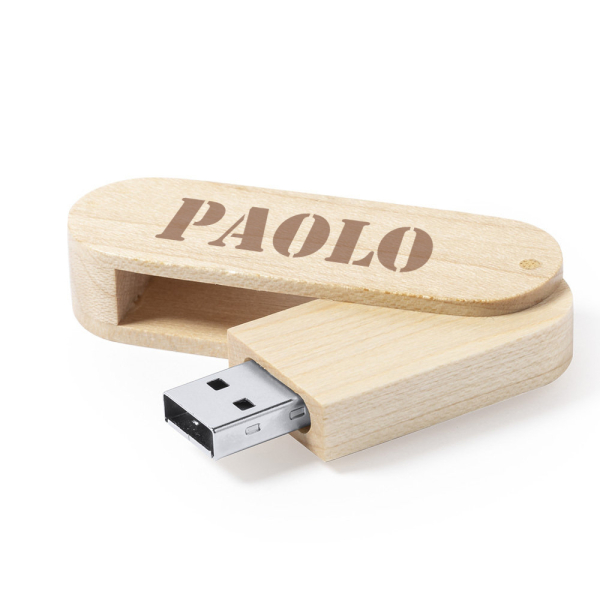 Pen drive de 16 GB em madeira personalizada