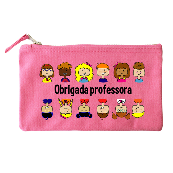 Pequena bolsa de algodão com Obrigada professora impresso