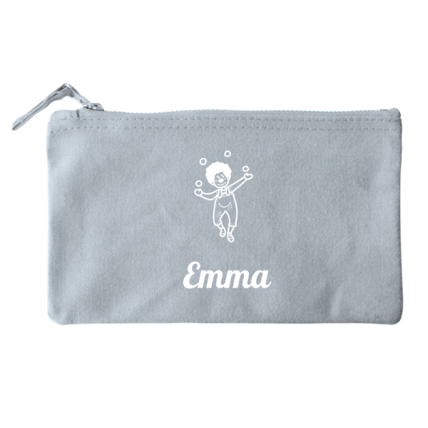 Pequena bolsa de algodão com nome e padrão impresso