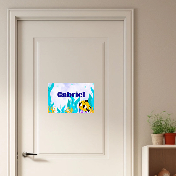 Placa de porta infantil personalizada - Sob o oceano
