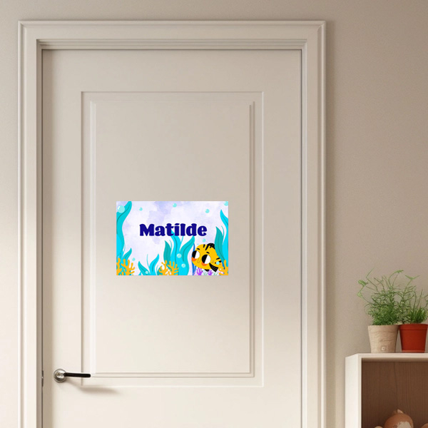 Placa de porta infantil personalizada - Sob o oceano