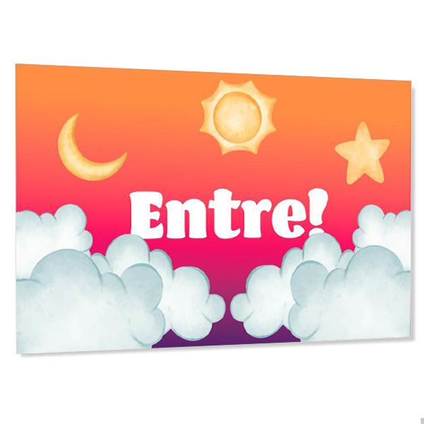 Placa de porta infantil personalizada - Nuvens