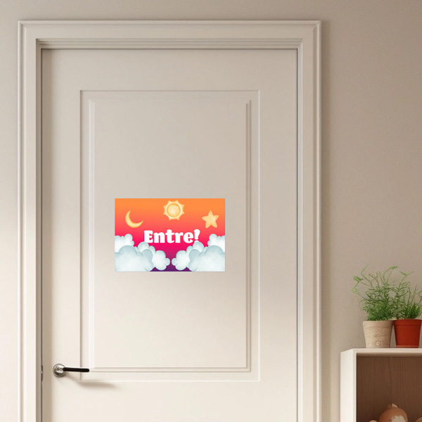 Placa de porta infantil personalizada - Nuvens