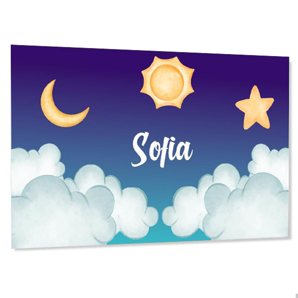Placa de porta infantil personalizada - Nuvens